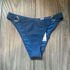 Abercrombie & Fitch Blue Bikini Bottom with Gold Details